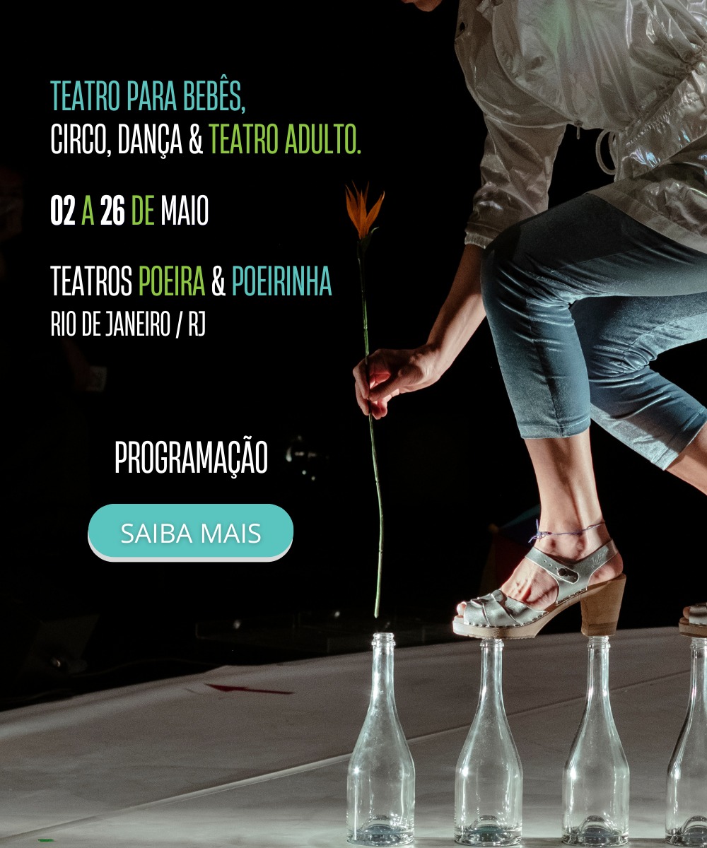 Peça publicitaria do Festival de Teatro Brasileiro contendo informações da programação. Uma foto do espetáculo 23 fragmentos desses últimos dias compoem a arte de fundo.